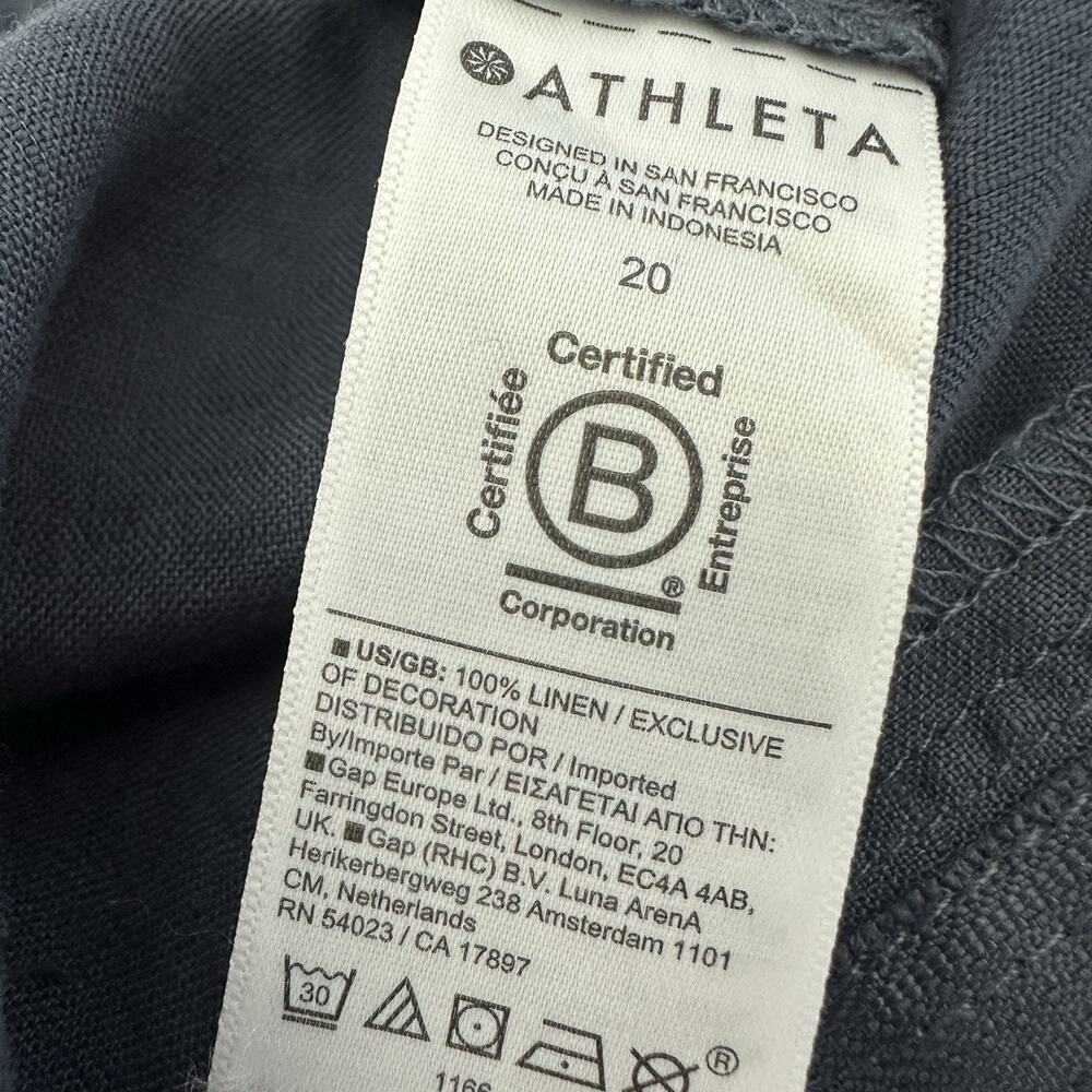 Athleta Voyager Linen Pants Women 20 Plus Granite Blue Relaxed Comfort Crop - Picture 12 of 13